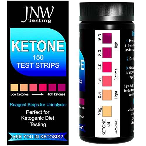 JNW Direct Ketone Test Strips, 150 Urinalysis Keto Test Strips for Testing Body Urine Ketosis Levels, Perfect Kit for Ketogenic and Paleo Diets