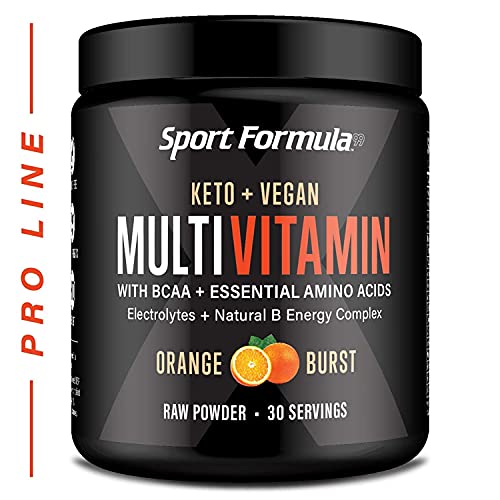 Bariatric Multivitamin Powder - Keto Drink Mix for Men Women BCAA Amino Acids Won’t Upset Your Stomach - Keto Vegan Multivitamin Fruit Flavor Electrolytes Super B Complex Digestive Enzyme (Orange Mix)
