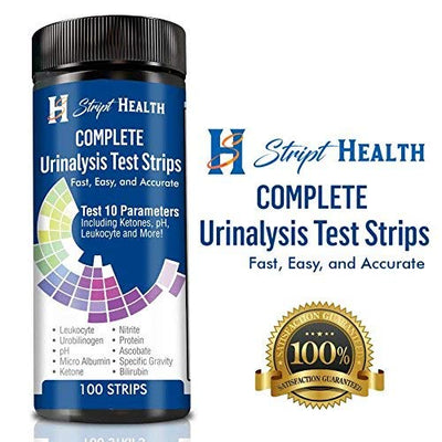 Urine Test Strips - Stript Health 10 Parameter Complete Urinalysis Testing 100ct, Urinary Tract Infection Strips ( UTI ) Ketones - Protein - pH - Great for Easy Testing Kidney, Liver, Ketosis & Paleo