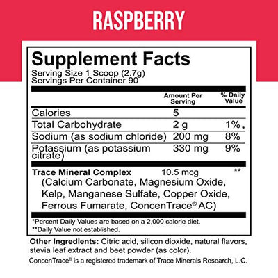 Electrolyte Mix Supplement Powder, 90 Servings, 72 Trace Minerals, Potassium, Sodium, Electrolyte Replacement Keto Drink | Raspberry Flavor | Dr. Price's Vitamins, No Sugar, Vegan, Non-GMO