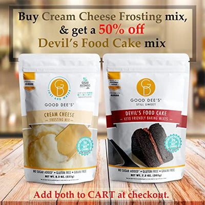 Good Dees Just Add Water Cream Cheese Frosting Mix, Keto Frosting Mix, No Sugar Added Frosting,Gluten Free & Maltitol Free, Diabetic, Atkins & WW Friendly (60 Calories, 1g Net Carb Per Serving)