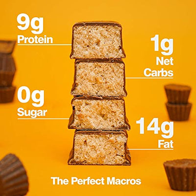 Real Ketones Keto Protein Meal Bar, 12-Pack, Peanut Butter Cup with D BHB, MCT and Electrolytes, Gluten Free No Sugar Snack Food. Refrigerate on Receiving