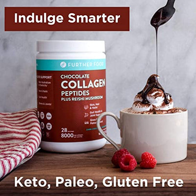 Collagen Peptide Powder, Dark Chocolate Collagen with Cacao, Grass-Fed Pasture-Raised Hydrolyzed Type 1 & 3 Protein, Gut Health + Joint, Hair, Skin, Nails, Paleo Keto Sugar-Free (28 Servings)