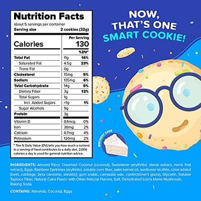 Healthy Keto Cookies, Low Carb Smart Snacks w/ Key Brain Boosting Nutrients for Kids & Adults – High Protein Gluten Free Snack Food –Paleo & Diabetic Friendly Sweets -No Added Sugar Complete Desserts