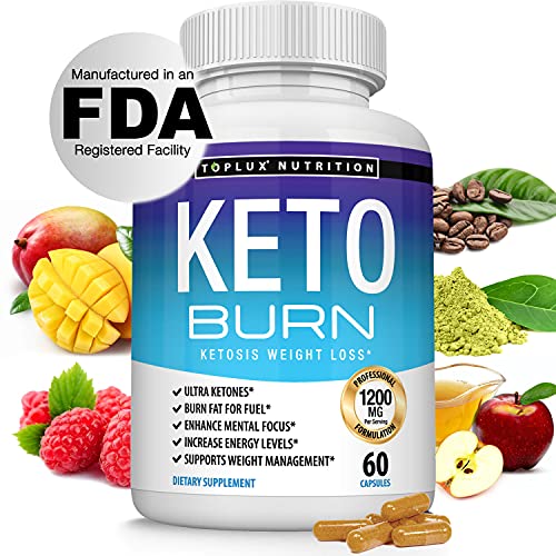 Keto Burn Pills Ketosis Weight Loss - 1200 Mg Ultra Advanced Natural Ketogenic Fat Burner Using Ketone Diet Boost Energy Focus & Metabolism Appetite Suppressant Men Women 60 Capsules Toplux Supplement
