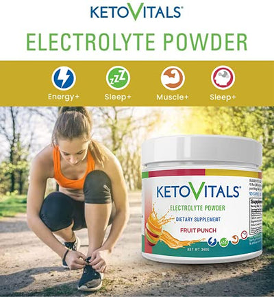 Keto Vitals Electrolyte Powder | Keto Friendly Electrolytes with Potassium, Magnesium, Sodium & Calcium | Keto Electrolytes Supplement Energy Drink Mix | Zero Calorie | Zero Carb | Sugar Free