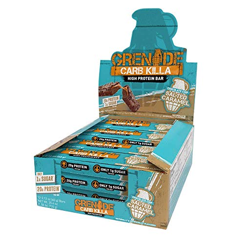 Grenade Carb Killa High Protein and Low Sugar Candy Bar, 12 x 60 g - Chocolate Chip Salted Caramel