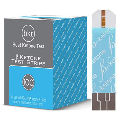 BKT Ketone Strips 100ct Vial for Any TD-4279 Blood Meter • 100% Compatible with BKT Meters and Original Keto-Mojo TD-4279 Bluetooth & Non-Bluetooth Meters