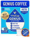 Genius Keto Coffee Pods by VitaCup with MCT Oil, Turmeric & Vitamins B1, B5, B6, B9, B12, D3 for Energy & Focus in Recyclable Single Serve Pod Compatible with K-Cup Brewers Including Keurig 2.0, 16 Ct