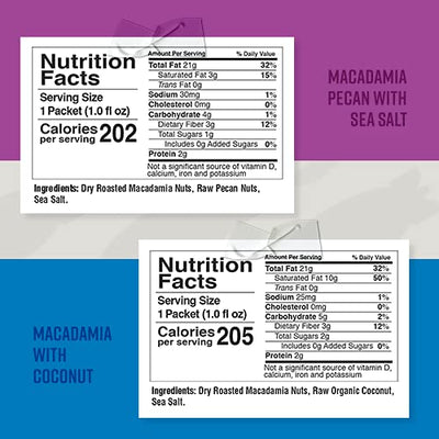 FBOMB Macadamia Nut Butter Packets - Keto Fat Bombs - Low Carb, Paleo, Keto Snacks. No added Sugar. Gluten Free - Chocolate, Coconut, Pecan, Hazelnut - 16 Single Serve Packets