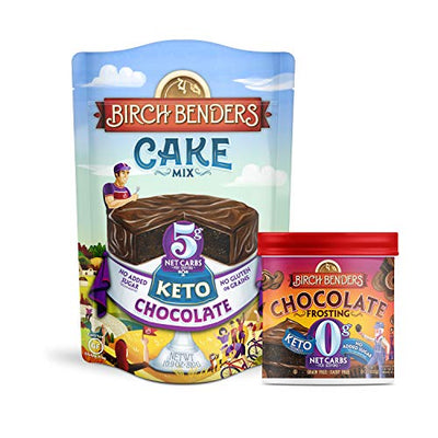 Birch Benders Keto Chocolate Cake Mix, 10.9oz and Keto Chocolate Frosting, 10oz, Bundle (1 baking mix and 1 frosting)