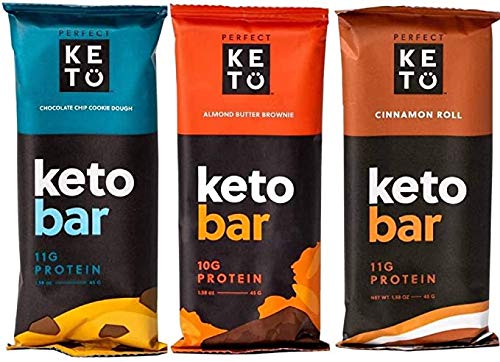 Perfect Keto Bars Snacks - Low Carb Diet Friendly Food with Protein, Coconut Oil, Collagen, No Added Sugar - Sweet Treat in Variety of Flavors - Individual Packs for Travel, Hiking - 3 Boxes, 36 Bars (6 Bars (ABB, CCCD, CR))