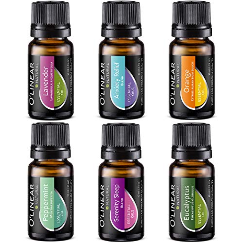 Essential Oils Set - Top 6 (4 Oils & 2 Blends) Essential Oils for Diffusers for Home, Aromatherapy Humidifiers and Soul - Anxiety Relief, Sleep, Peppermint Oil, Orange, Lavender, Eucalyptus