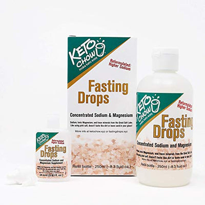 Keto Chow | Fasting Drops | Designed to Provide The Sodium and Magnesium The Body Needs | Perfect for The Keto Diet and Intermittent Fasting | On The Go Container | (550ml/18.6 Bottle)