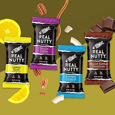 FBOMB Real Nutty Bars - Variety Pack - Keto Snack, Simple Real Food - Healthy, Low Sugar, Low Carb, Clean Ingredients - Keto & Paleo Friendly (8 Pack)