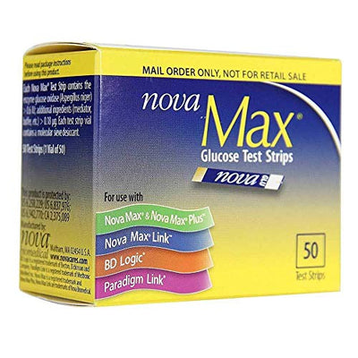 NovaMax Glucose Test Strips, Box of 50 Strips