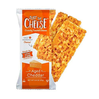 Just the Cheese Bars, Low Carb Snack - Baked Keto Snack, High Protein, Gluten Free, Low Carb Cheese Crisps - Aged Cheddar, 0.8 Ounces (Pack of 10)