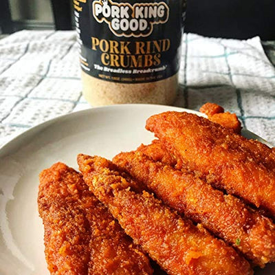 Pork King Good Low Carb Keto Diet Pork Rind Breadcrumbs! Perfect For Ketogenic, Paleo, Gluten-Free, Sugar Free and Bariatric Diets (Original) (Original, 12 Oz Jar)