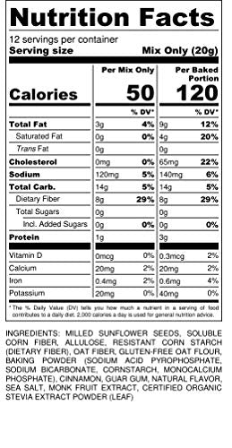 Diabetic Kitchen Cinnamon Keto Donut Mix - Sugar Free Muffin Mix - 3 Net Carbs Gluten Free - 8g Fiber Non-GMO No Artificial Sweeteners or Sugar Alcohols