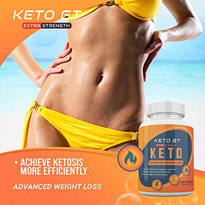 Keto GT Weight Loss Extra Strength - Pure Patened Exogenous Ketones - 60 Capsules - 1 Month Supply