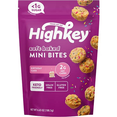 HighKey Soft Baked Birthday Cake Mini Bites - 6.65 oz Keto Muffins Gluten Free Muffins Healthy Snacks for Adults Sugar Free Snacks