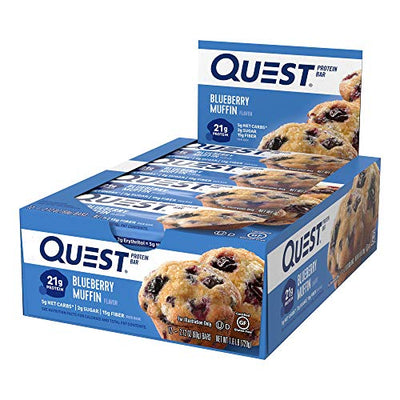 Quest Nutrition Protein Bar Low Carb Gluten Free, Blueberry Muffin 12 Count