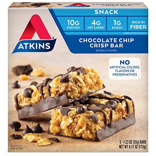 Atkins Snack Bar, Chocolate Chip Crisp, Keto Friendly, 6.17 Ounce (Pack of 1)
