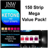 JNW Direct Ketone Test Strips, 150 Urinalysis Keto Test Strips for Testing Body Urine Ketosis Levels, Perfect Kit for Ketogenic and Paleo Diets