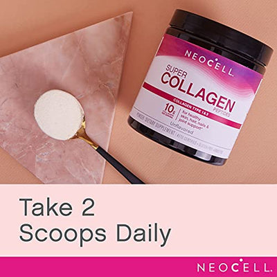 NeoCell Super Collagen Peptides Powder, 7 Ounces, Non-GMO, Grass Fed, Paleo Friendly, Gluten Free, For Hair, Skin, Nails & Joints (Packaging May Vary), Unflavored, 20 Servings