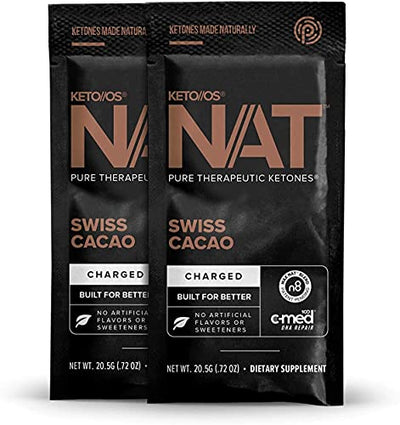 Keto//OS NAT® Swiss Cacao Keto Supplements – Charged - Exogenous Ketones - BHB Salts Ketogenic Supplement for Workout Energy Boost - Fat Burner Supplements for Men and Women (20 Count)