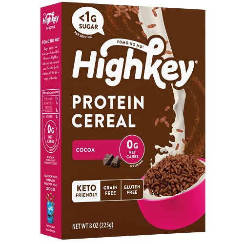 HighKey Low Carb Keto Cereal - Protein Snacks for Breakfast, Zero Sugar, Grain Carbs & Gluten Free Chocolate Cereals Healthy Snack Foods for Paleo Diabetic Ketogenic Diet Friendly Food Cocoa