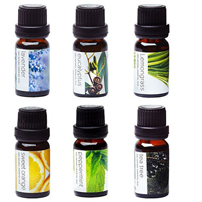 Essential Oils by Ultimate Aroma 100% Pure Therapeutic Grade Oils kit- Top 6 Aromatherapy Oils Gift Set-6 10ML(Eucalyptus, Lavender, Lemon Grass, Orange, Peppermint, Tea Tree)