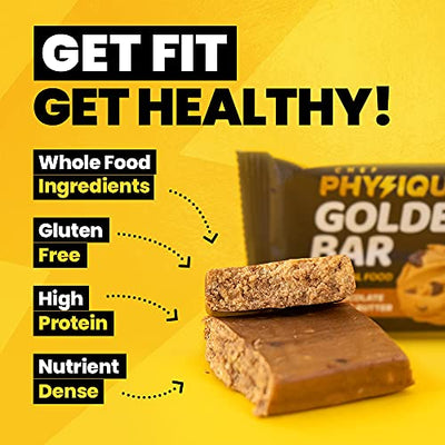 Chef Physique High Protein Bars – Healthy Whole Food Snacks Bar, Gluten Free, Fit Energy Snack Built with Whey Isolate & The Perfect Meal Replacement Foods – Chocolate Peanut Butter Crunch – 12 pack