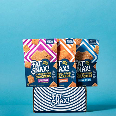 Fat Snax Almond Flour Gluten-Free Crackers - Low-Carb Keto Crackers with 11g of Fats - 2-3 Net Carb* Keto Snacks - (Sea Salt, 3-Pack)