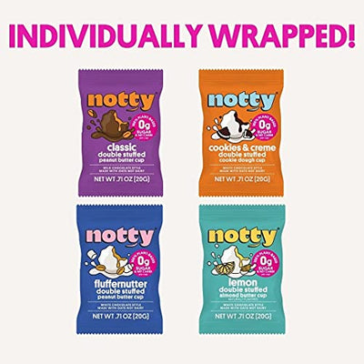 Notty Fluffernutter Peanut Butter Cups - 10 Pack - White Chocolate Style - Perfect Keto Snack - Vegan Candy - Plant Based - Zero Carb, Sugar Free, Diabetic Friendly, Wise, Healthy Foods, Hot Dessert Products Bark Bars