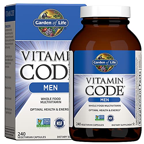 Garden of Life Vitamin Code Whole Food Multivitamin for Men - 240 Capsules, Vitamins for Men, Fruit Veggie Blend and Probiotics for Energy, Heart, Prostate Health, Vegetarian Mens Multivitamins