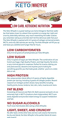 Convenient Nutrition Keto WheyFer Protein Snack Bars I Low Carb, Low Sugar, Ketogenic I Variety Pack 10 Count I Vanilla Cream, Cocoa Cream & Coffee Cream Flavors