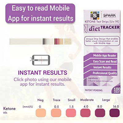 Spark | Keto Test Strips with Mobile App Reader for Ketosis – Scan & Read Mobile App for Ketone Urine Test. Track Macros, Mood, Weight and More with Spark DietTracker App