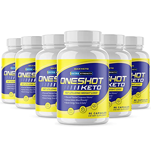 (6 Pack) One Shot Keto Pills Oneshot Keto 1 Shot Fat Advanced Formula Supplement As Seen on TV (360 Caps) Exogenous Ketones