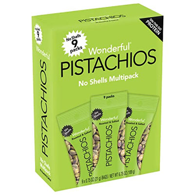 Wonderful Pistachios No Shells Roasted and Salted Nuts, 0.75 Ounce (Pack of 9)