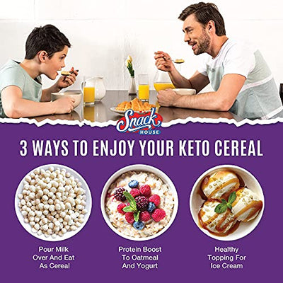 Keto Cereal by Snacks House, High Protein Low Carb Healthy Breakfast Food for Kids & Adults – Zero Added Sugar – Paleo, Diabetic, Ketogenic Diet Friendly Toast Cereals – 7 Serving Cinnamon Crunch