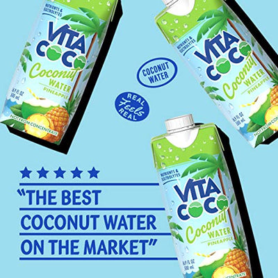 Vita Coco Coconut Water Naturally Hydrating Electrolyte Drink Smart Alternative to Coffee Soda and Sports Drinks Gluten Free, Pineapple, 16.9 Fl Oz (Pack of 12), 202.8 Fl Oz