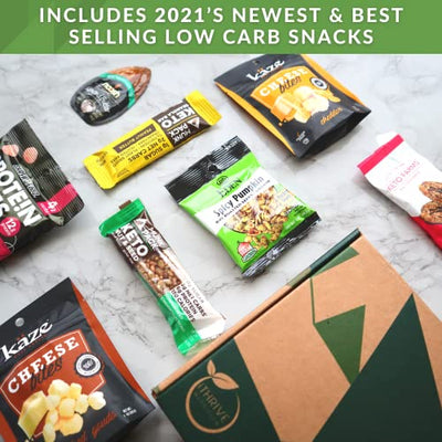 Keto Gift Basket: 2021's Newest Low Carb (< 4g) & Keto Friendly Snack Foods. Each Keto Snack Box Includes Munk Pack Keto Granola Bar, Cheese Whisps, Protein Puffs, Candied Pecans + More. Great Keto Gift for Women & Men - 8 Count
