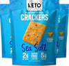 Keto Crackers low carb crackers (Sea Salt) Keto friendly snack crackers almost zero carb no sugar (3 Pack) almond flour crackers healthy snack absolutely gluten free crackers paleo snack friendly