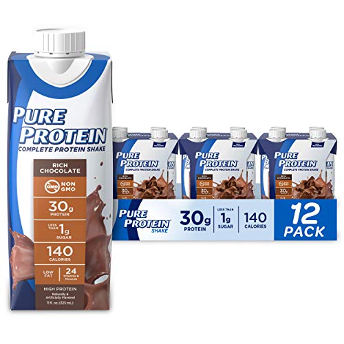 Pure Protein Chocolate Protein Shake | 30g Complete Protein | Ready to Drink and Keto-Friendly | Vitamins A, C, D, and E plus Zinc to Support Immune Health | 11oz Bottles | 12 Pack