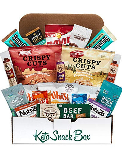 Keto Snack Box 20-Count - Keto Gift Box Variety Pack Ultra Low Carb Snacks, Gluten Free, Low Sugar - Healthy Ketogenic-Friendly Pork Rinds, Nuts, Cheese Crisps, Protein Bars, Jerky & More