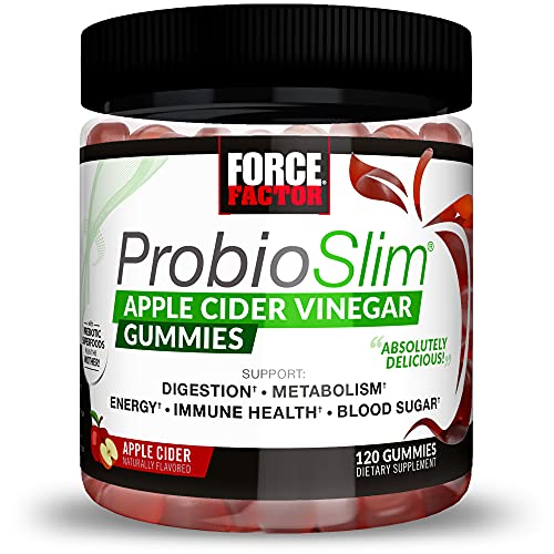 ProbioSlim Apple Cider Vinegar Gummies with Organic Apple Cider Vinegar and LactoSpore Probiotics and Prebiotics to Support Digestion, Metabolism, and Immune Health, Force Factor, 120 Gummies