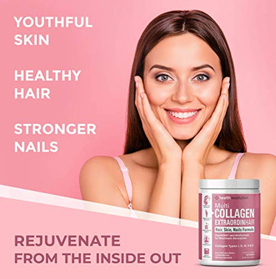 Multi Collagen Peptides Powder Supplement Types I, II, III, V, X - 5 Hydrolyzed Collagen Peptides– for Skin Hair Nails Joints –Triple Refined for Easy Mixing, Non-GMO Dairy Gluten-Free, Unflavored