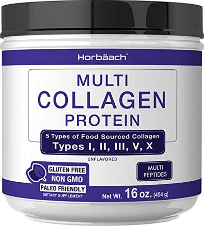 Multi Collagen Powder 16 oz | Type I, II, III, V, X | Hydrolyzed Collagen Peptide Protein Powder | Keto & Paleo Friendly | Unflavored | Non-GMO, Gluten Free | by Horbaach