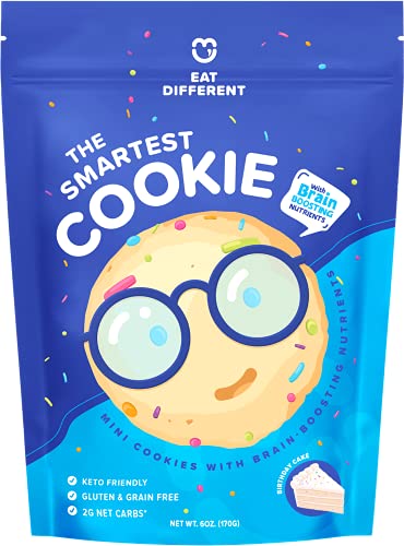 Healthy Keto Cookies, Low Carb Smart Snacks w/ Key Brain Boosting Nutrients for Kids & Adults – High Protein Gluten Free Snack Food –Paleo & Diabetic Friendly Sweets -No Added Sugar Complete Desserts